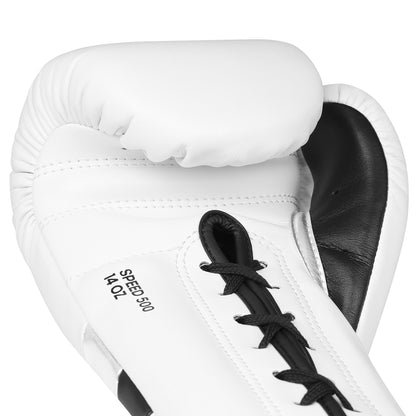 adidas Adispeed 500 Pro Lace Up Boxing Gloves - White/Black